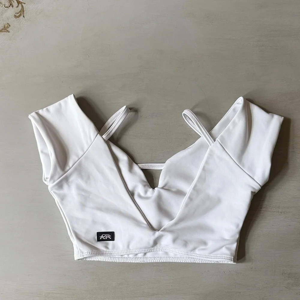 Tiger Friday Fleur Crop Top-White - Picture 2 of 5